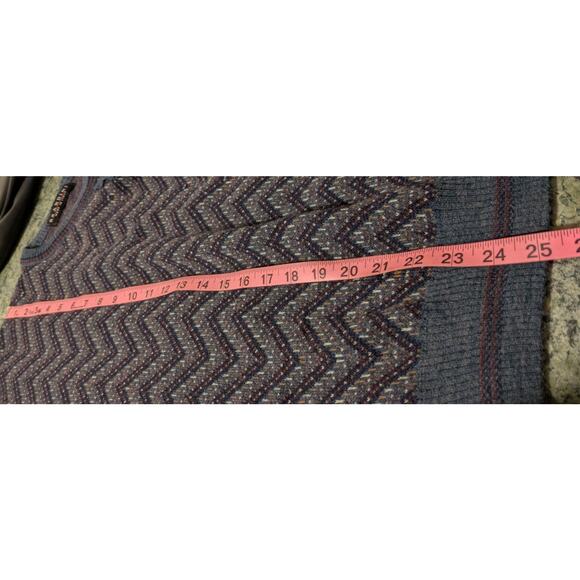 Brandini Wool Sweater Mens XL Brown Black Lightweight Knit Crew Cosby Italy - Picture 8 of 9